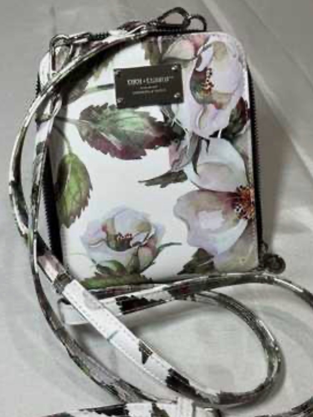 Coco + Carmen White Floral Crossbody with Green Leaves